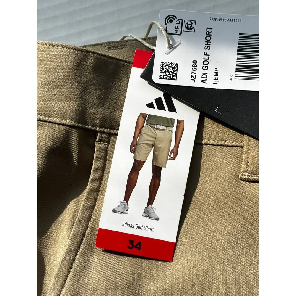 NWT Adidas Golf Shorts Men's 34 Khaki Hemp Flat Front Performance Golf Short